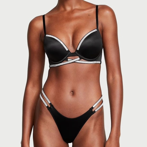 Victoria’s Secret 32B Black Very Sexy Shine Cradle Push Up Bra - Picture 4 of 4